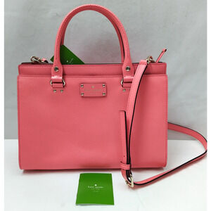 Kate Spade Wellesley Flamingo Pink Leather Double Handles Satchel Bag - NWT $348